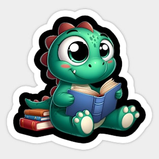 Dino is reading a book Sticker